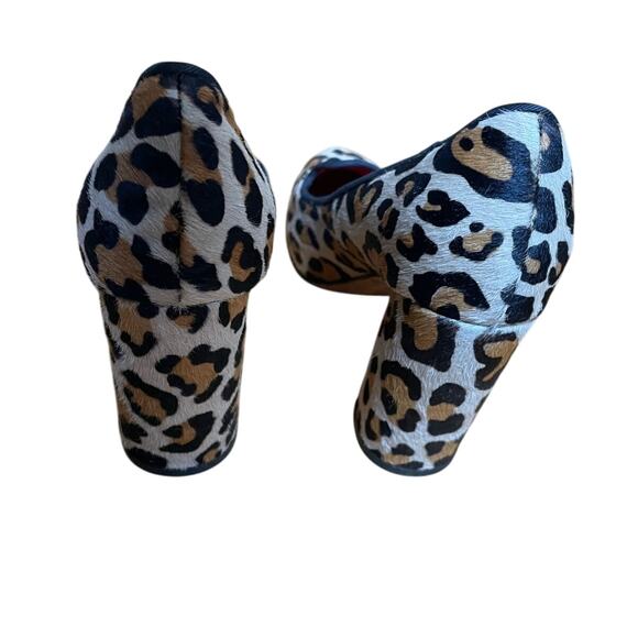 Cole Haan Calf Hair Leopard Block Heel Loafers Size 6 - Picture 3 of 5